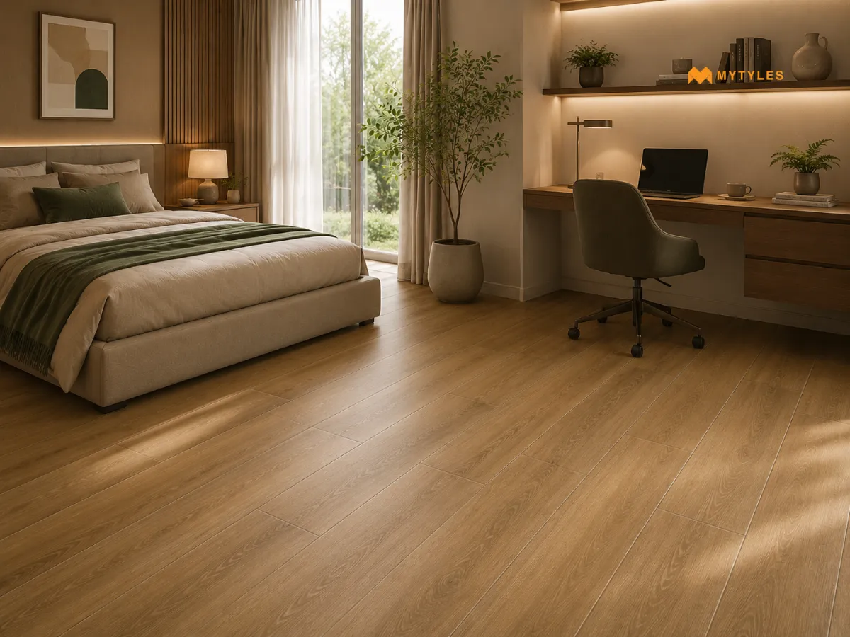 Wide plank tiles for bedrooms and home offices